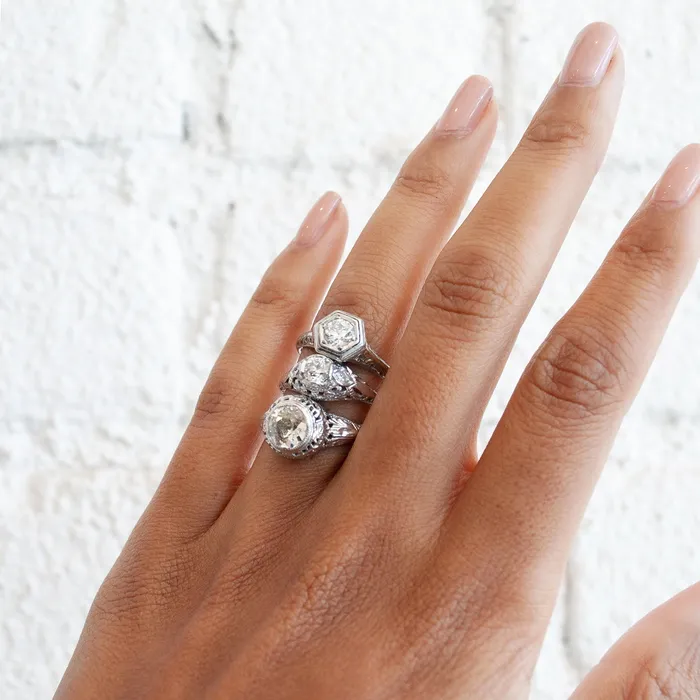 Rings Antique Vintage Jewelry White Diamond Filigree Ring