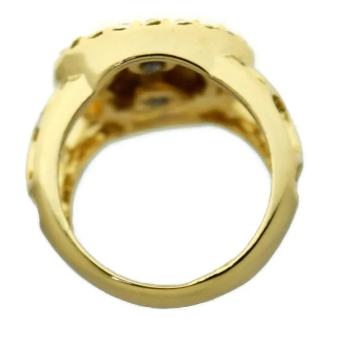 Rings Bling Cartel Admin Round Jesus Face Gold Finish Iced Flooded Out Ring