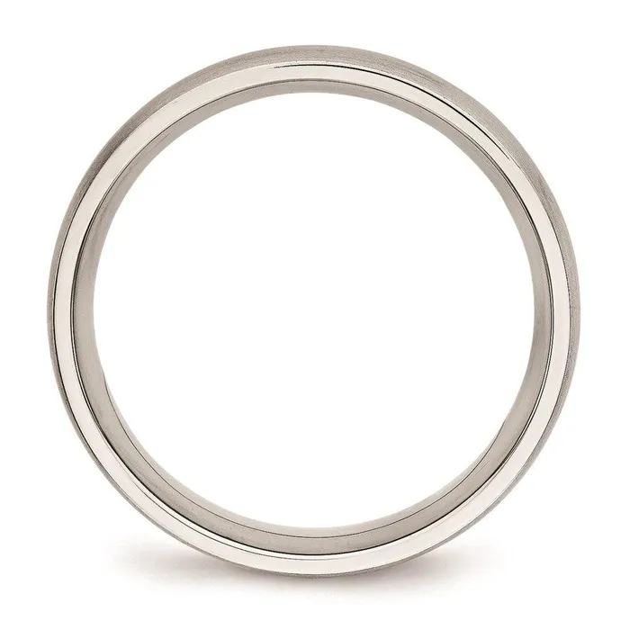 Rings Chisel Stainless Steel Brushed Half Round CZ Ring