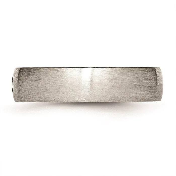 Rings Chisel Stainless Steel Brushed Half Round CZ Ring