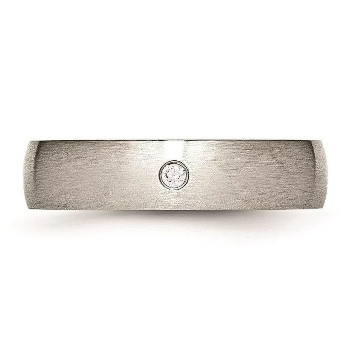 Rings Chisel Stainless Steel Brushed Half Round CZ Ring