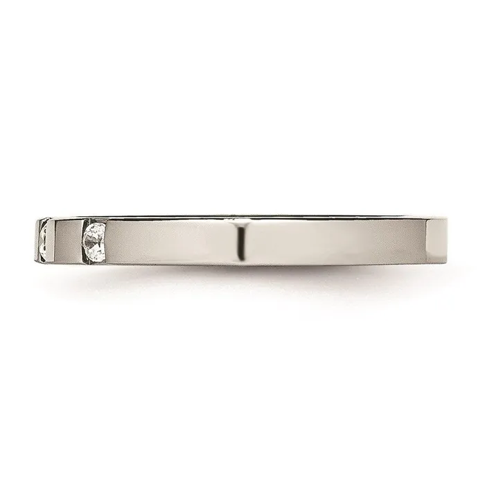 Rings Chisel Stainless Steel Polished 3 Stone CZ 250mm Band