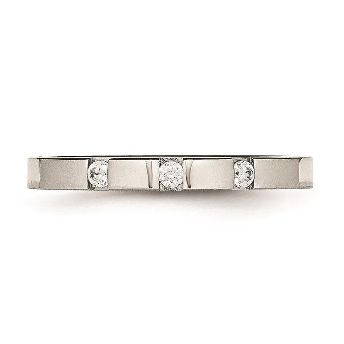 Rings Chisel Stainless Steel Polished 3 Stone CZ 250mm Band
