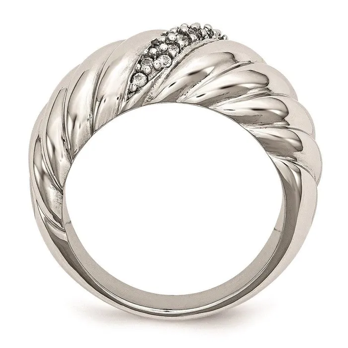 Rings Chisel Stainless Steel Polished CZ Ring