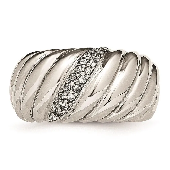 Rings Chisel Stainless Steel Polished CZ Ring