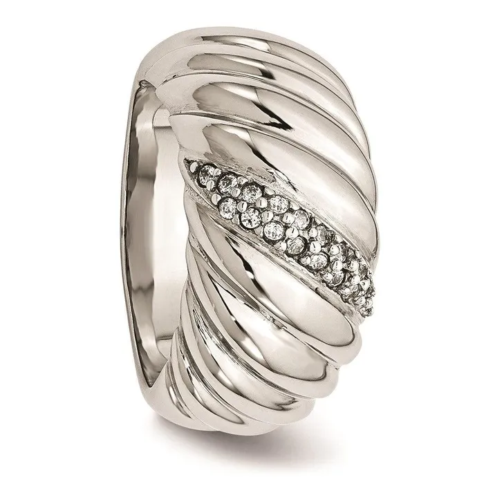 Rings Chisel Stainless Steel Polished CZ Ring