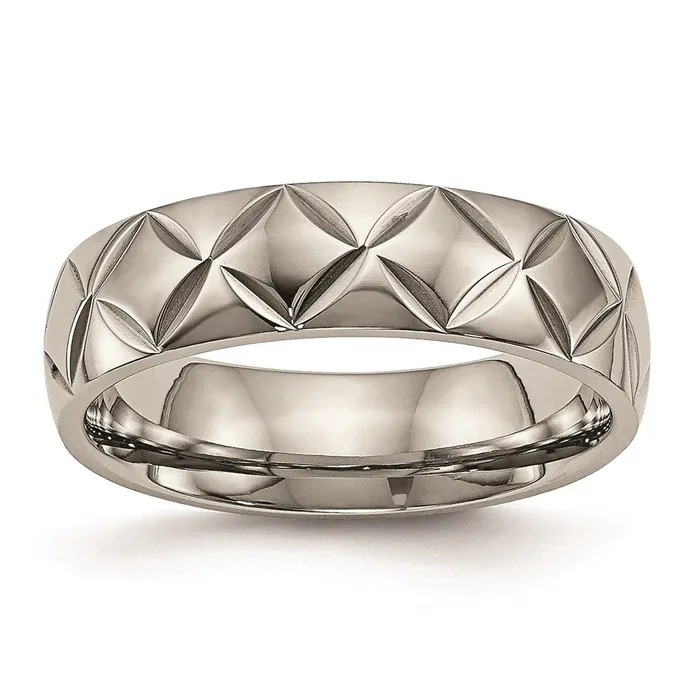 Rings Chisel Titanium Polished Diamond Cut Ring TB459