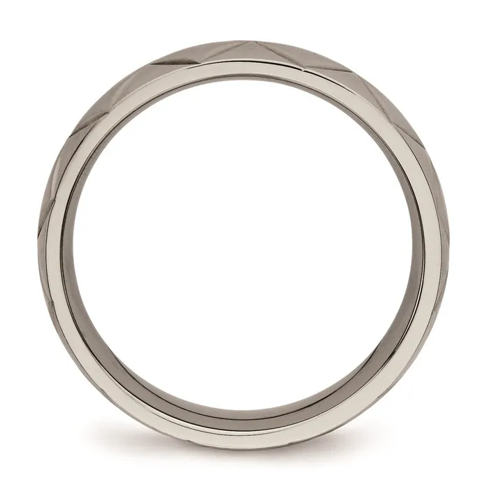 Rings Chisel Titanium Polished Diamond Cut Ring TB459