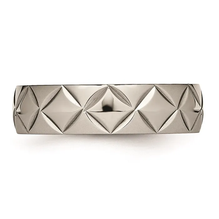 Rings Chisel Titanium Polished Diamond Cut Ring TB459