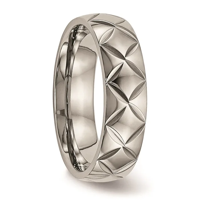 Rings Chisel Titanium Polished Diamond Cut Ring TB459