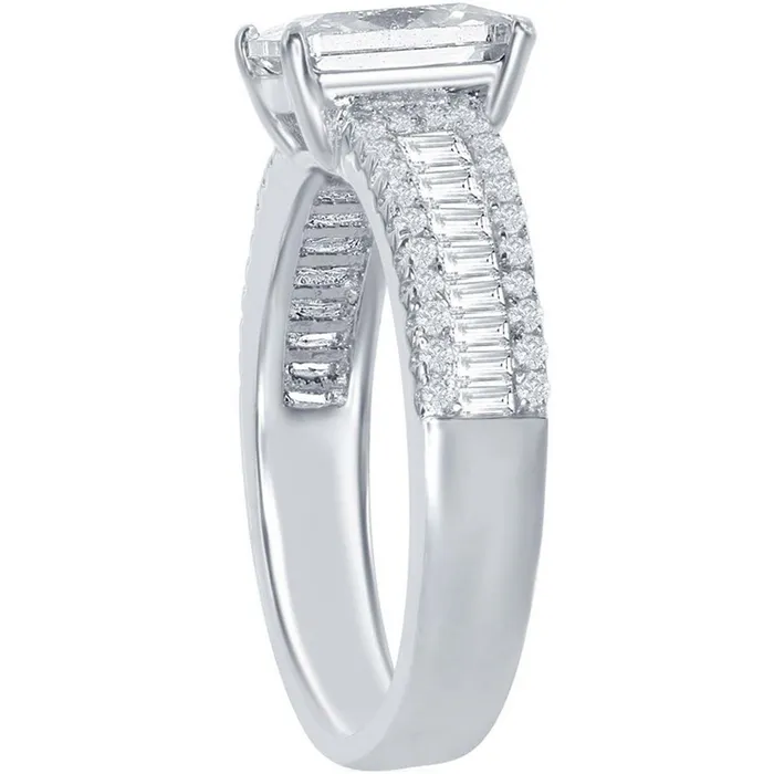 Rings Classic Classic Womens Emerald Cut White CZ Band Ring W1864