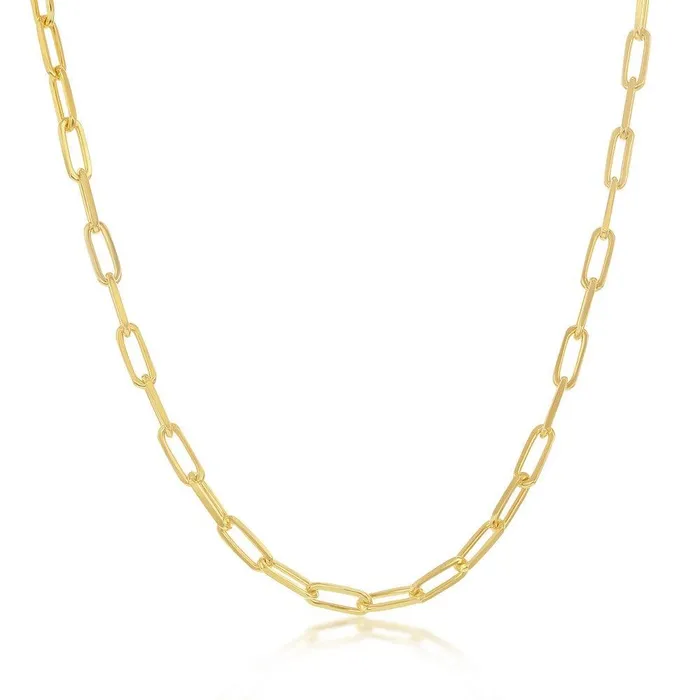 Rings Classic Sterling Silver 28mm Paper Clip Linked Chain Gold Plated