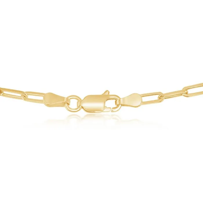 Rings Classic Sterling Silver 28mm Paper Clip Linked Chain Gold Plated
