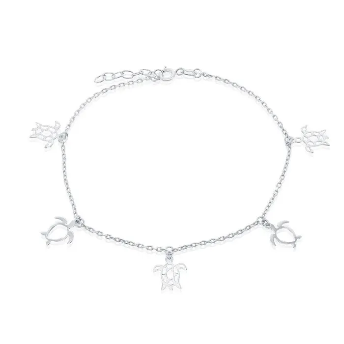 Rings Classic Sterling Silver CutOut Sea Turtle Anklet