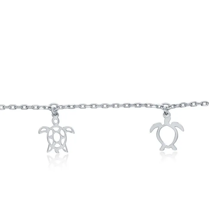 Rings Classic Sterling Silver CutOut Sea Turtle Anklet