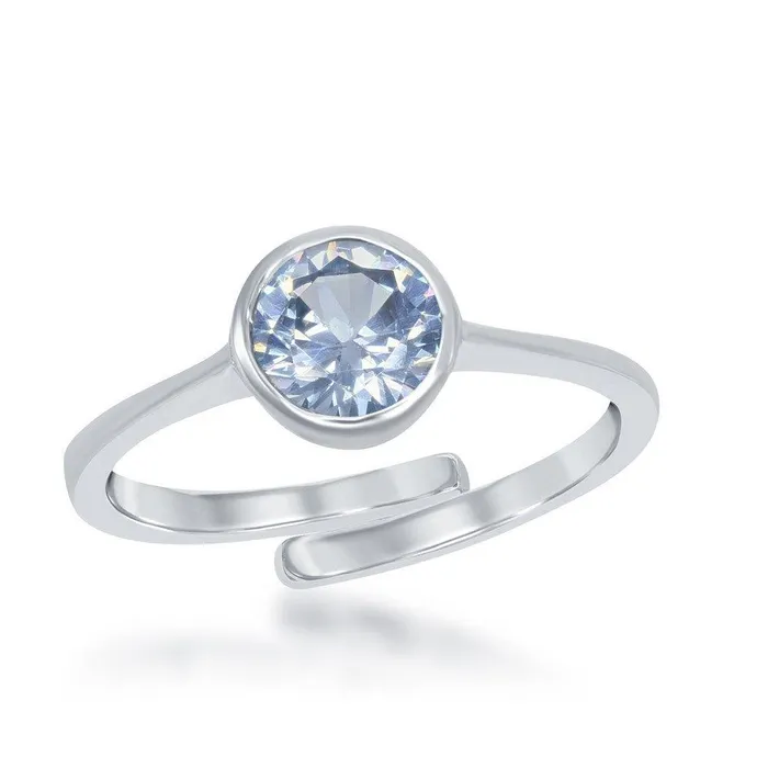 Rings Classic Sterling Silver March Aquamarine Bezel Set Ring