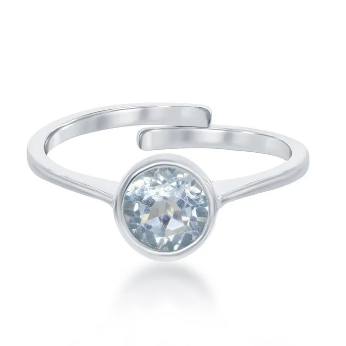 Rings Classic Sterling Silver March Aquamarine Bezel Set Ring