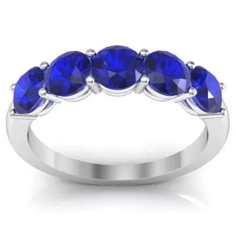 Rings deBebians 150cttw Shared Prong Blue Sapphire Five Stone Ring