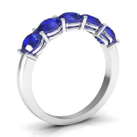 Rings deBebians 150cttw Shared Prong Blue Sapphire Five Stone Ring