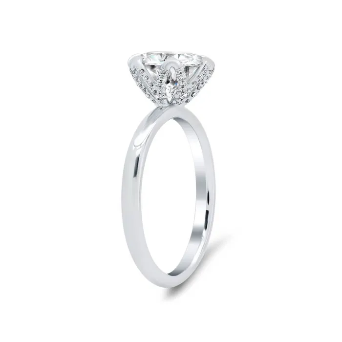 Rings Diamond Pave Tulip Engagement Ring Setting deBebians