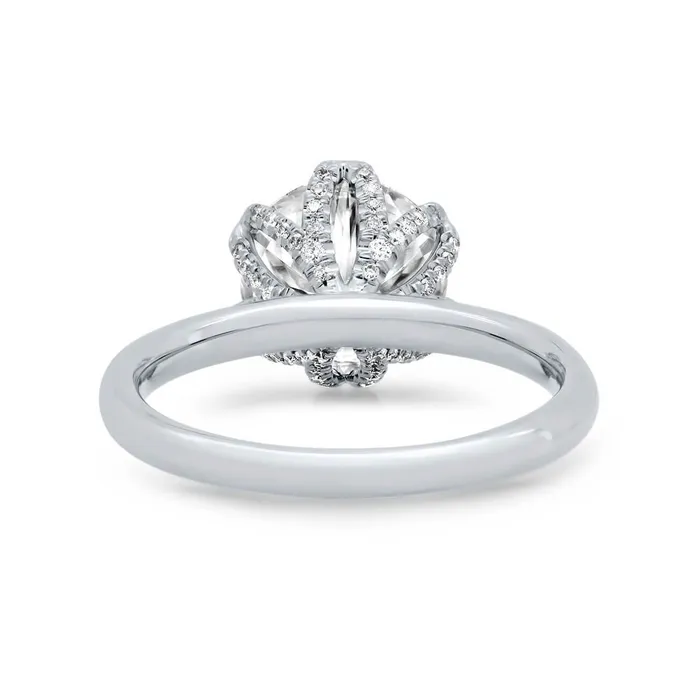 Rings Diamond Pave Tulip Engagement Ring Setting deBebians