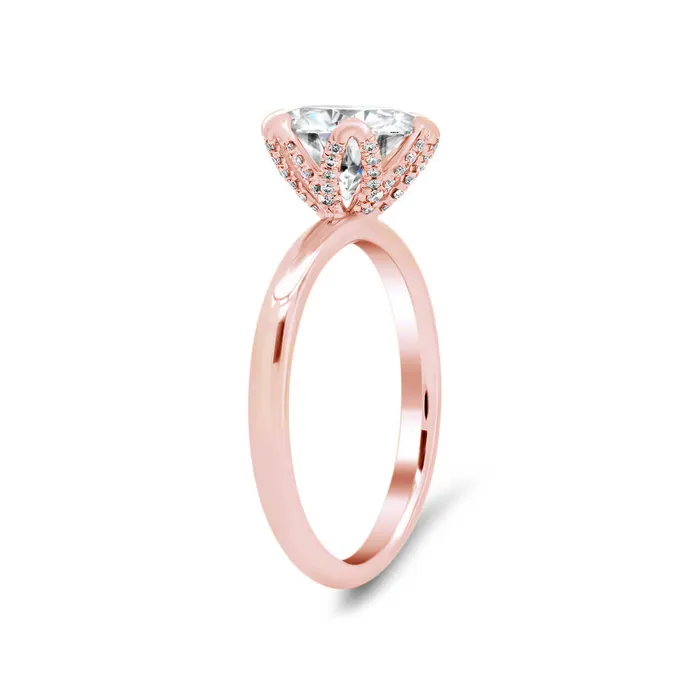 Rings Diamond Pave Tulip Engagement Ring Setting deBebians