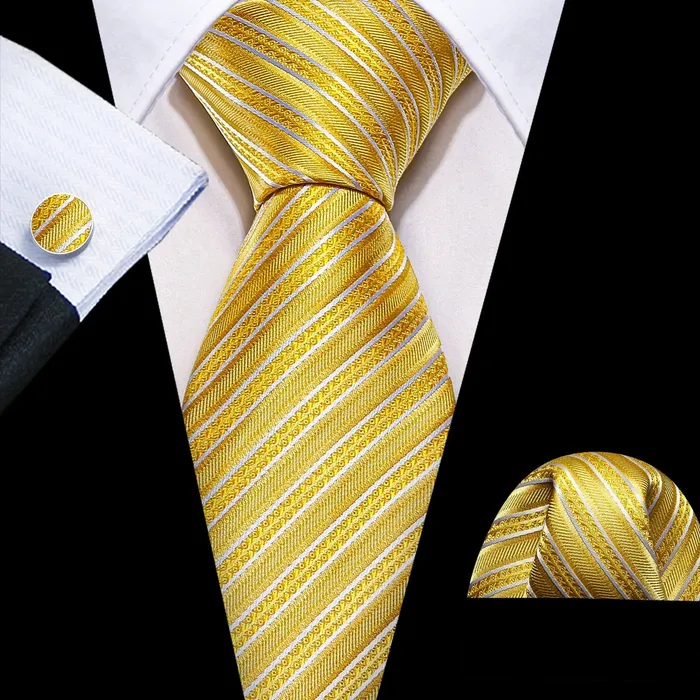 Rings Divine Inspiration Styles BWG VIP Design Collection Mens Fashion Golden Yellow Twill Jacquard 100 Premium High Quality Silk Ties