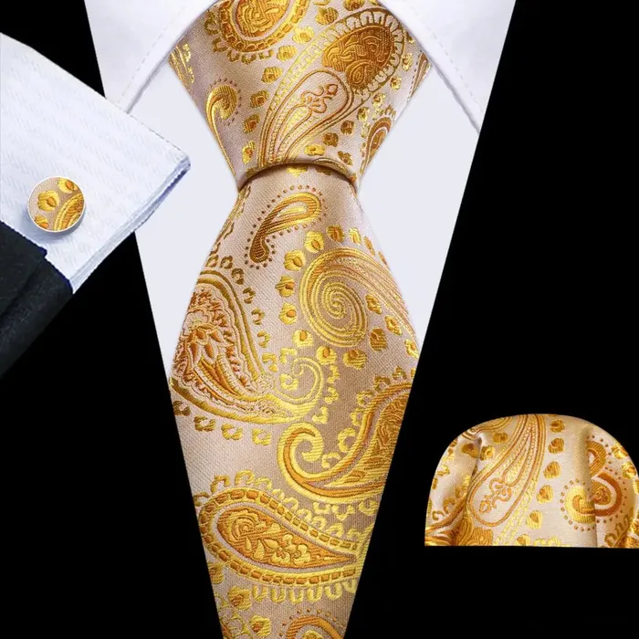 Rings Divine Inspiration Styles BWG VIP Design Collection Mens Fashion Golden Yellow Twill Jacquard 100 Premium High Quality Silk Ties