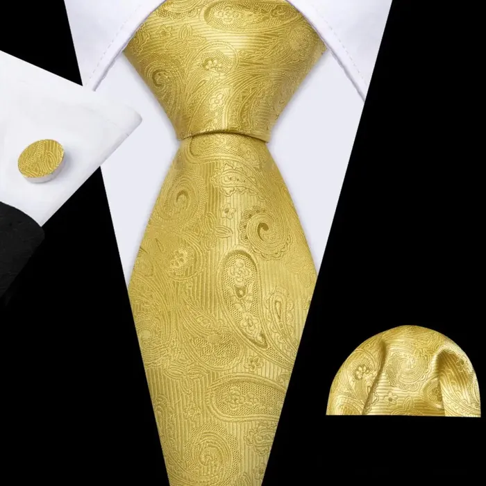 Rings Divine Inspiration Styles BWG VIP Design Collection Mens Fashion Golden Yellow Twill Jacquard 100 Premium High Quality Silk Ties