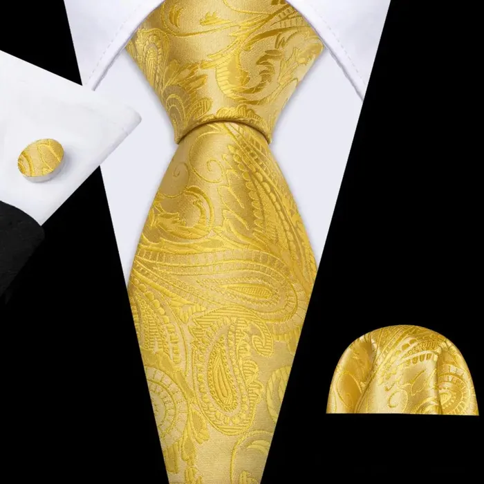 Rings Divine Inspiration Styles BWG VIP Design Collection Mens Fashion Golden Yellow Twill Jacquard 100 Premium High Quality Silk Ties