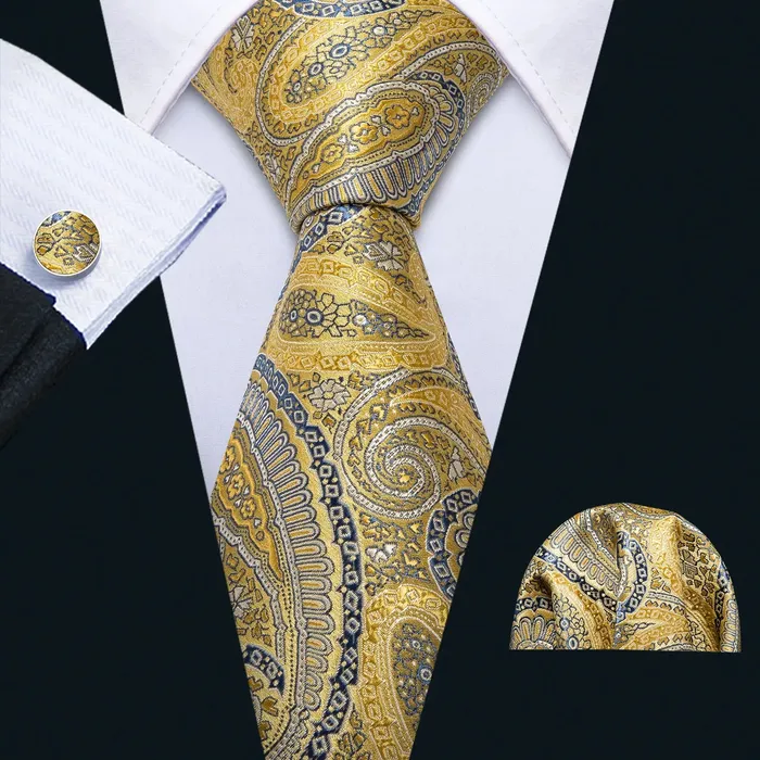 Rings Divine Inspiration Styles BWG VIP Design Collection Mens Fashion Golden Yellow Twill Jacquard 100 Premium High Quality Silk Ties