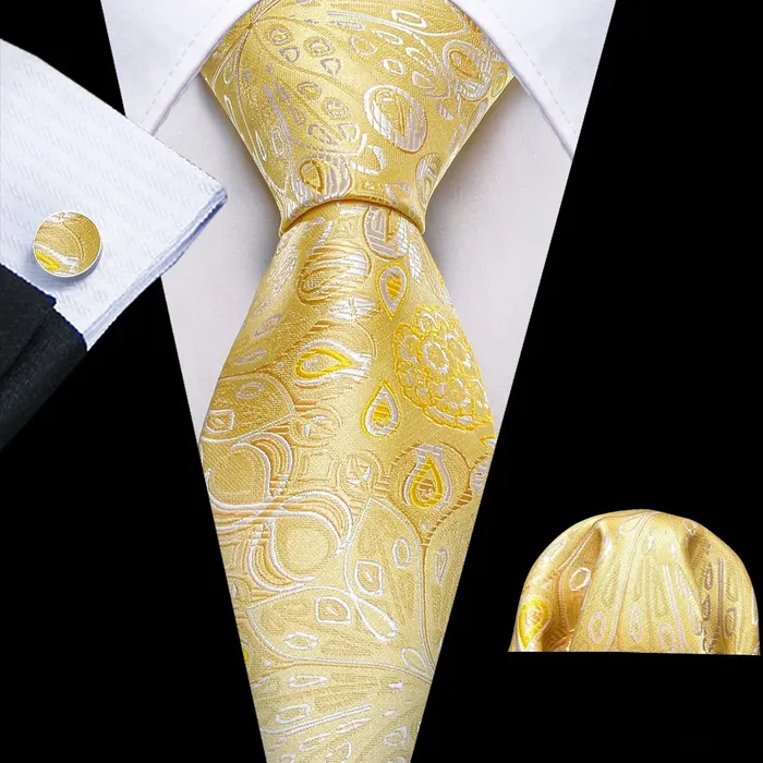 Rings Divine Inspiration Styles BWG VIP Design Collection Mens Fashion Golden Yellow Twill Jacquard 100 Premium High Quality Silk Ties