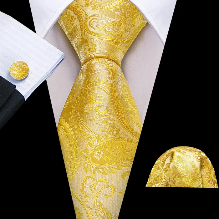 Rings Divine Inspiration Styles BWG VIP Design Collection Mens Fashion Golden Yellow Twill Jacquard 100 Premium High Quality Silk Ties