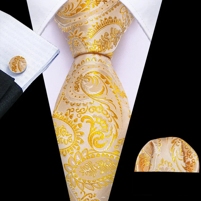 Rings Divine Inspiration Styles BWG VIP Design Collection Mens Fashion Golden Yellow Twill Jacquard 100 Premium High Quality Silk Ties