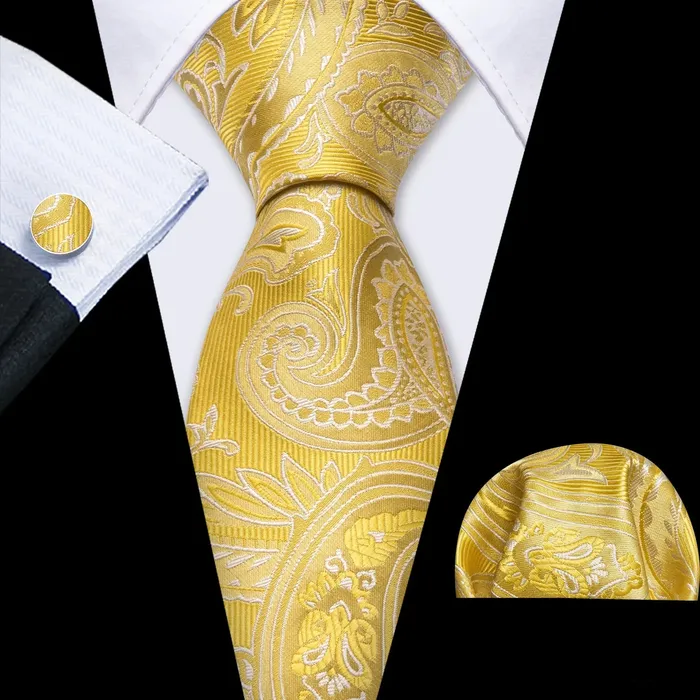 Rings Divine Inspiration Styles BWG VIP Design Collection Mens Fashion Golden Yellow Twill Jacquard 100 Premium High Quality Silk Ties