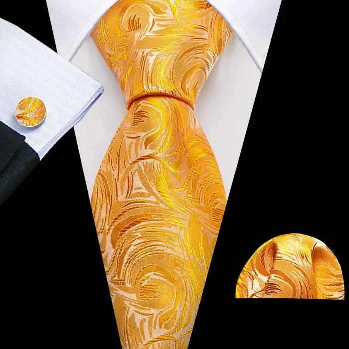 Rings Divine Inspiration Styles BWG VIP Design Collection Mens Fashion Golden Yellow Twill Jacquard 100 Premium High Quality Silk Ties