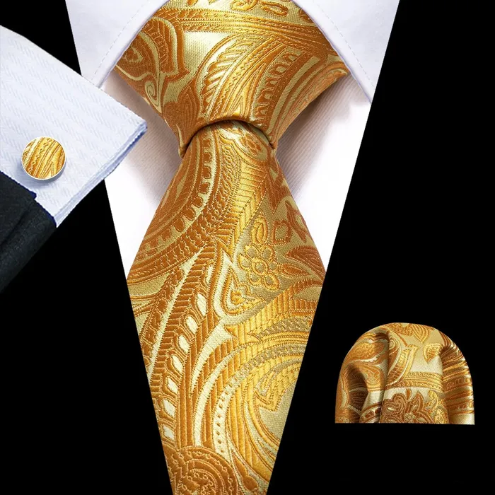 Rings Divine Inspiration Styles BWG VIP Design Collection Mens Fashion Golden Yellow Twill Jacquard 100 Premium High Quality Silk Ties