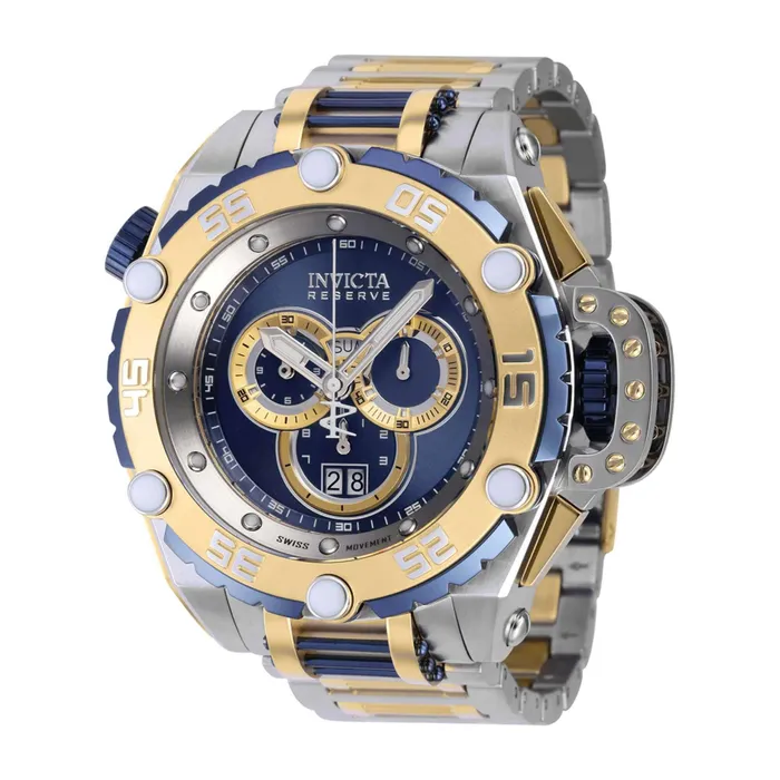 Rings Invicta Invicta Mens Chronograph Watch Reserve Flying Fox Gold Silver Blue Dial 39549