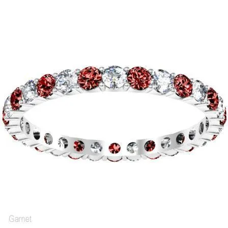 Rings January Birthstone Eternity Ring with Round Garnets and Diamonds deBebians