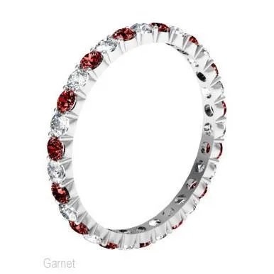 Rings January Birthstone Eternity Ring with Round Garnets and Diamonds deBebians