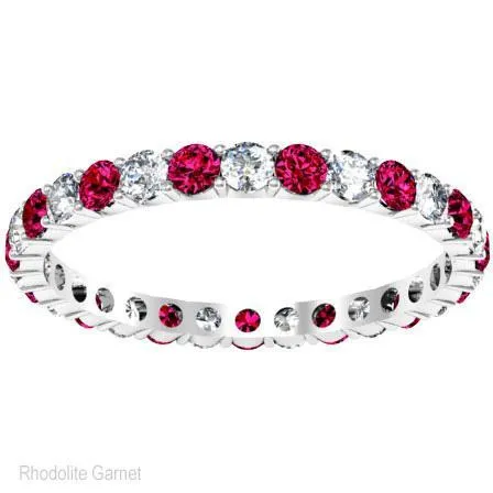 Rings January Birthstone Eternity Ring with Round Garnets and Diamonds deBebians