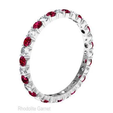 Rings January Birthstone Eternity Ring with Round Garnets and Diamonds deBebians
