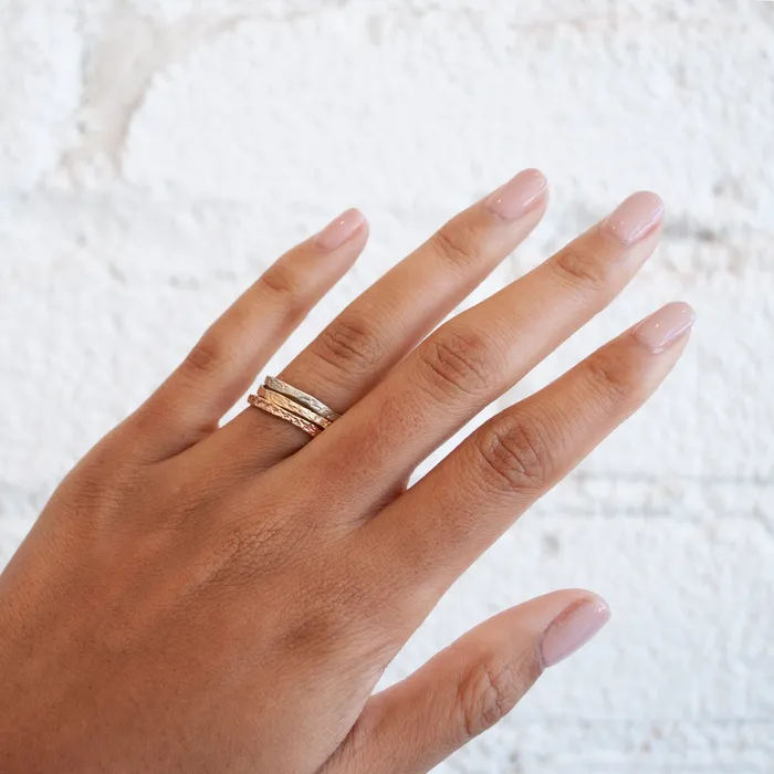 Rings Lauren Wolf Jewelry Rose Gold Snakeskin Stacking Band