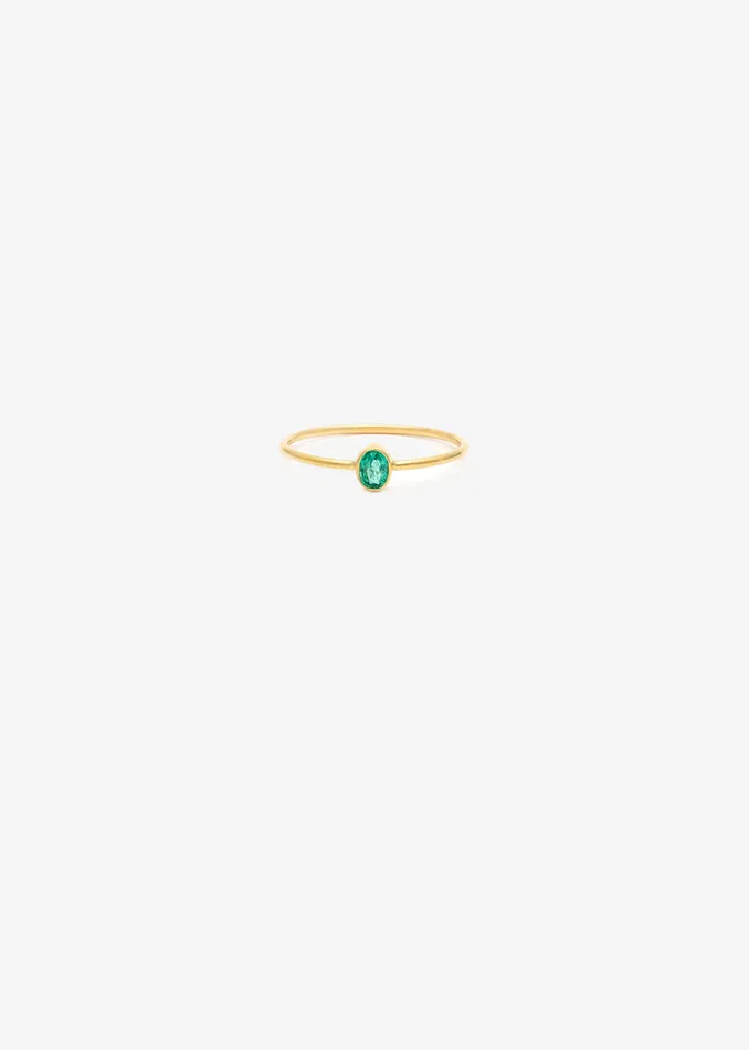 Rings Leah Alexandra Petite Oval Ring Emerald