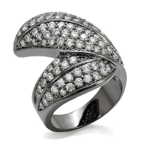 Rings LO1667 TIN Cobalt Black Brass Ring with AAA Grade CZ in Clear Alamode
