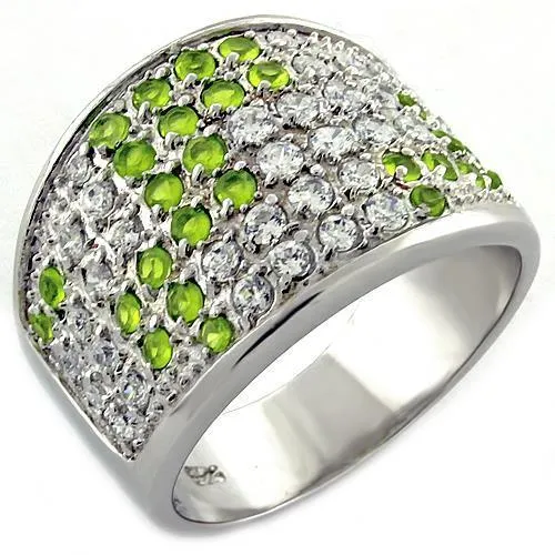 Rings LOAS1007 Rhodium 925 Sterling Silver Ring with AAA Grade CZ in Multi Color Alamode