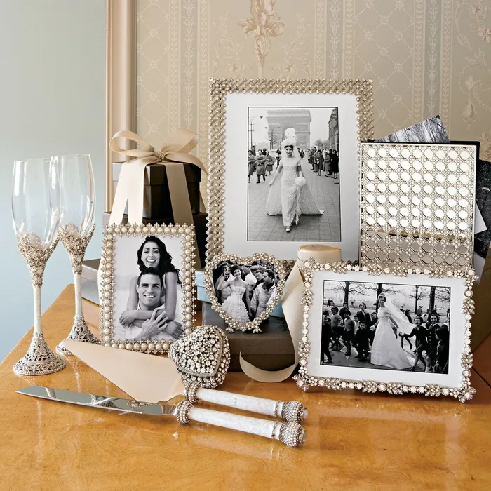 Rings Olivia Riegel Olivia Riegel Silver Crystal Pearl 5 x 7 Frame
