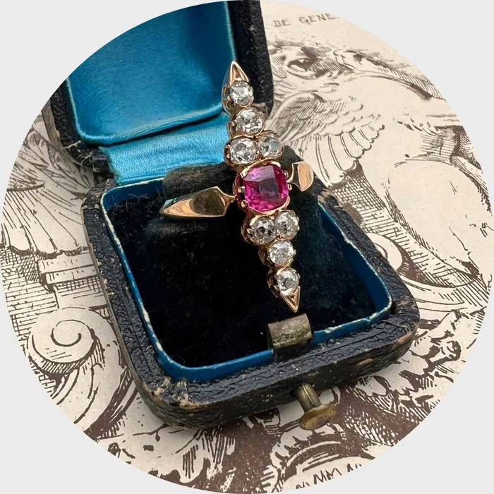 Rings Ruby Old Minecut Diamond Pointer Ring 21stfinds