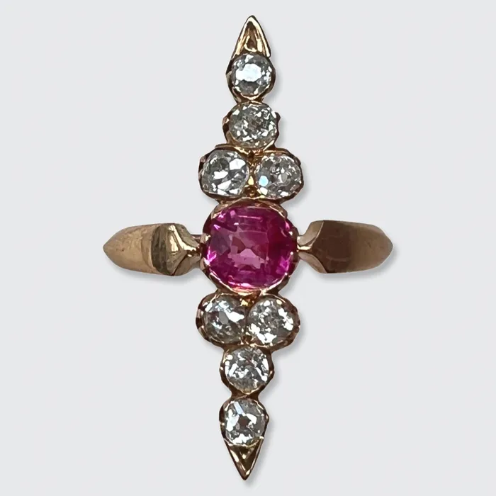 Rings Ruby Old Minecut Diamond Pointer Ring 21stfinds