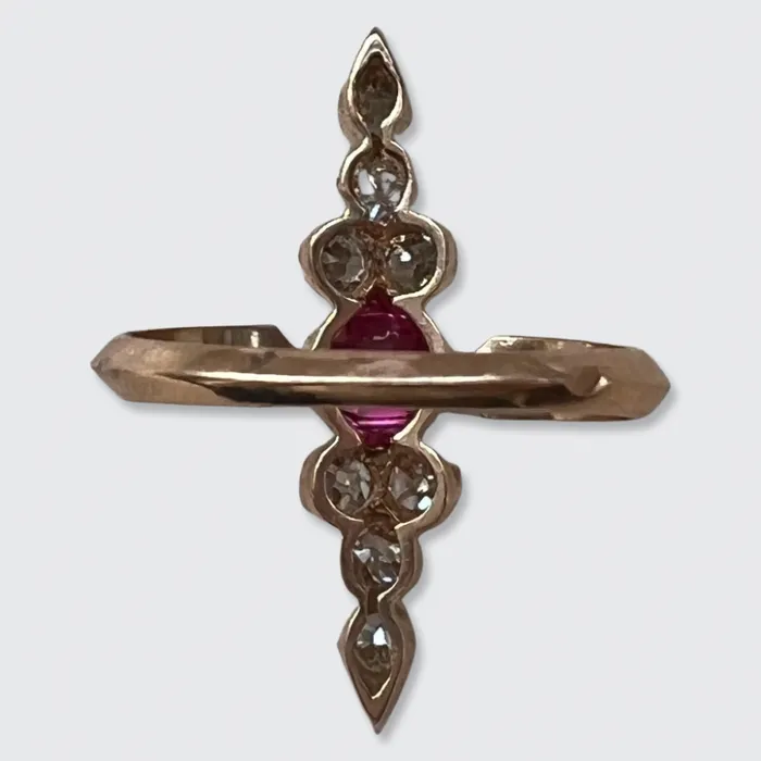 Rings Ruby Old Minecut Diamond Pointer Ring 21stfinds